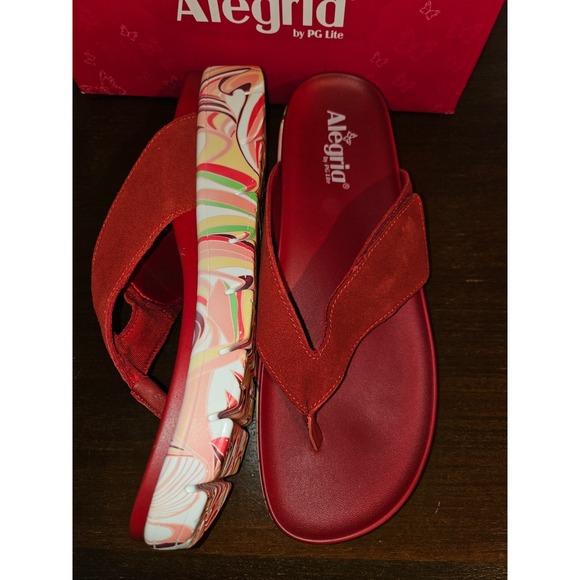Alegria Anah I got you babe Red Leather Platform Sandals Size 42 US 11/11.5 NEW - Picture 6 of 7